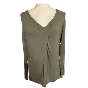 laurie felt new womens solid olive green v neck long sleeve top small
